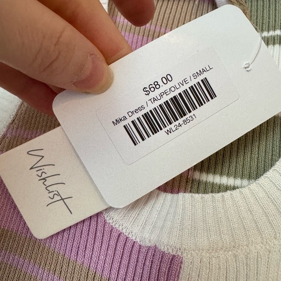 NWT Wishlist Mika Taupe Colorblock Striped Fitted Midi Dress- Small - Picture 6 of 10